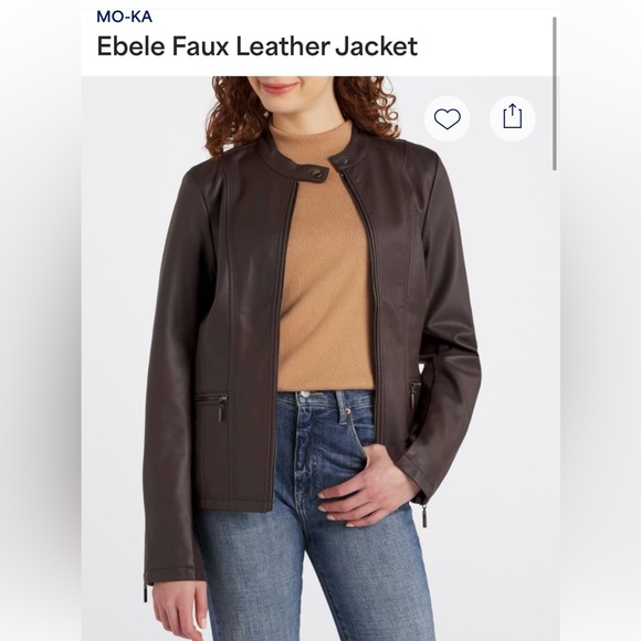 MO-KA Dark Brown Faux Leather Jacket - Picture 1 of 7